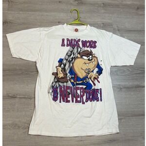 Vintage 1997 Looney Tunes Taz A Dads Work Is Never Done! T Shirt‎